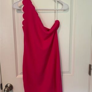 SHEIN Vibrant Pink One-Shoulder Dress